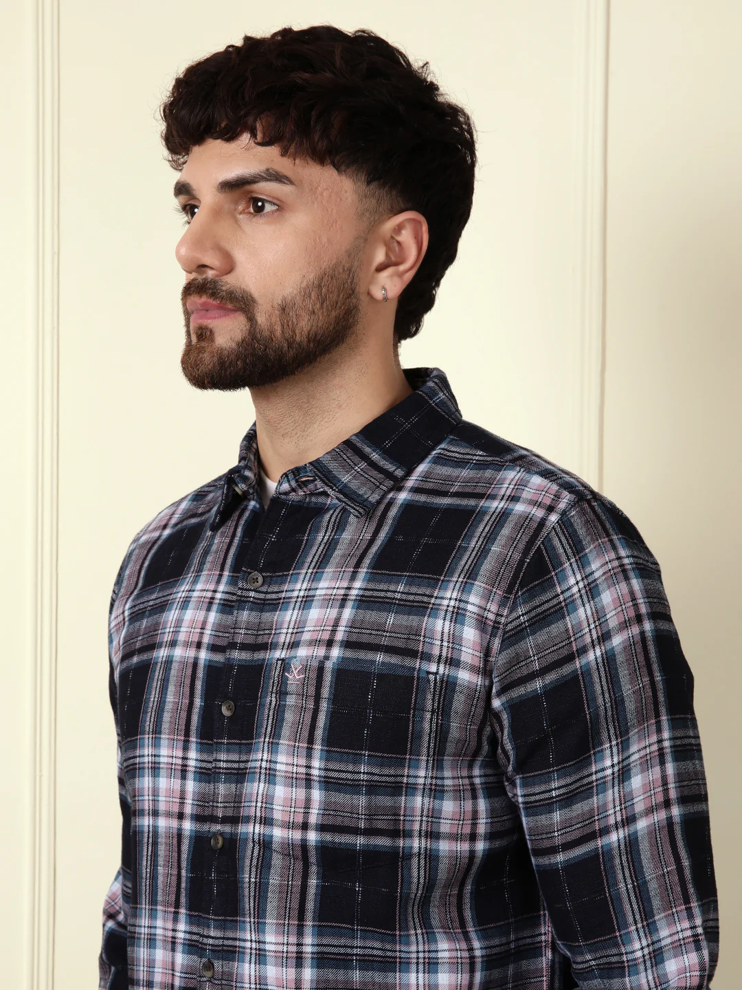 Cotton Checks Slim Fit Shirt | Black - Image 5
