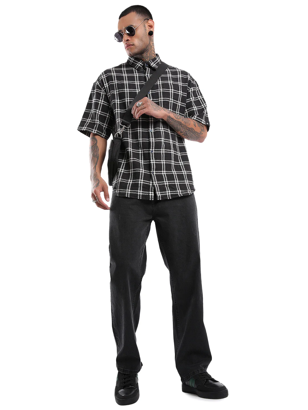 Checked Black Oversized Shirt - Image 2