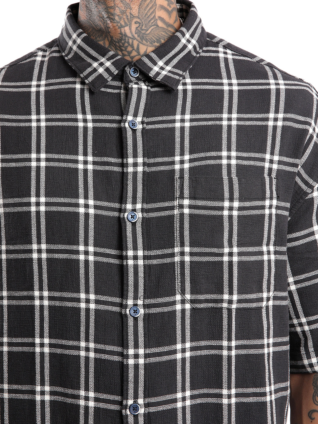 Checked Black Oversized Shirt - Image 5