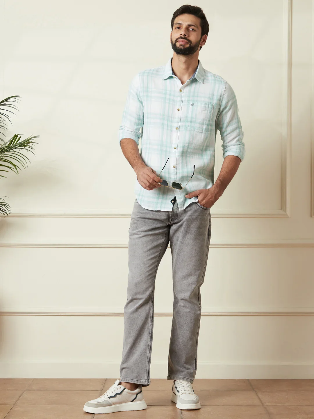 Checked Cotton Summer Shirt | Green - Image 2