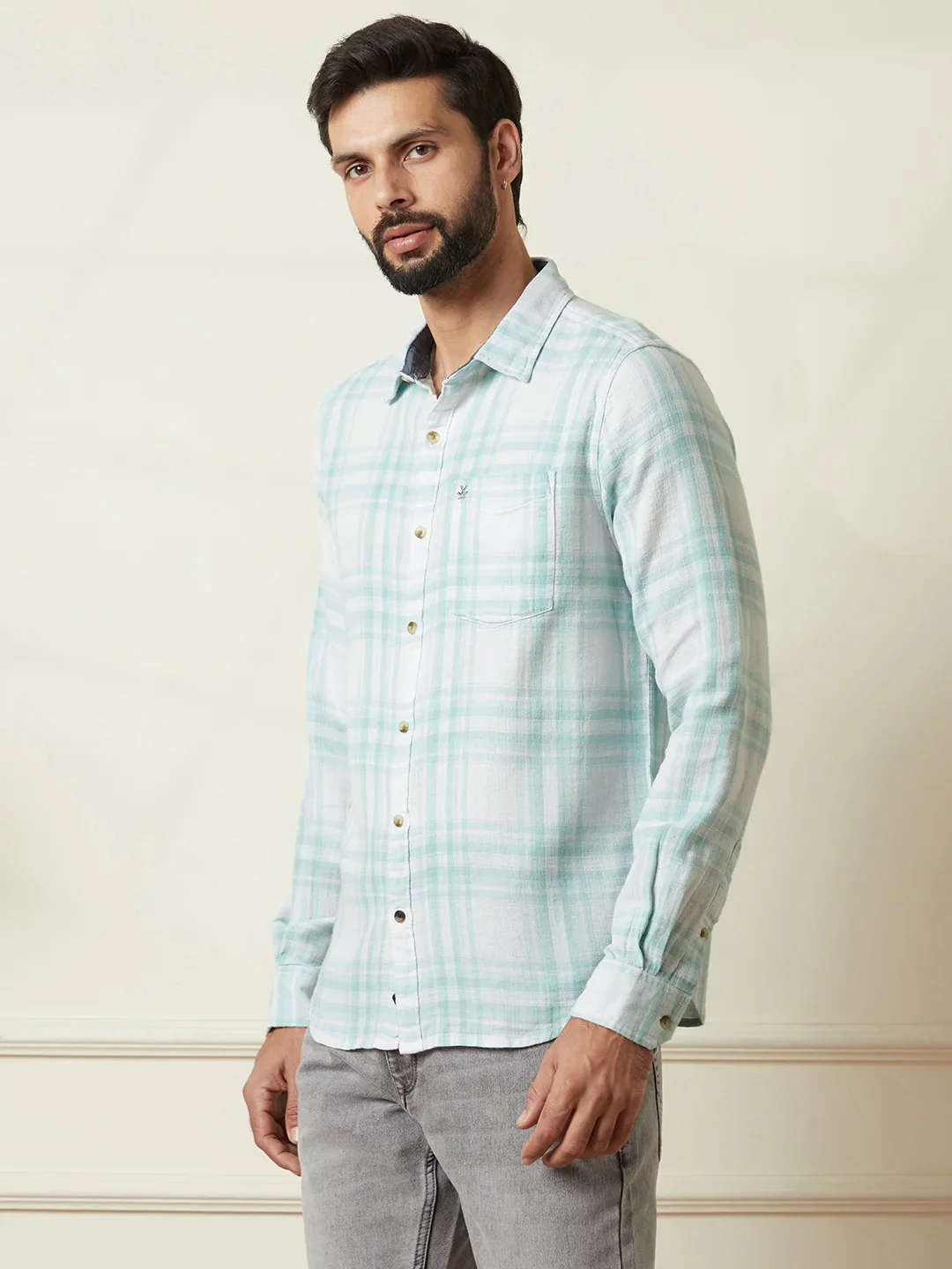 Checked Cotton Summer Shirt | Green - Image 4