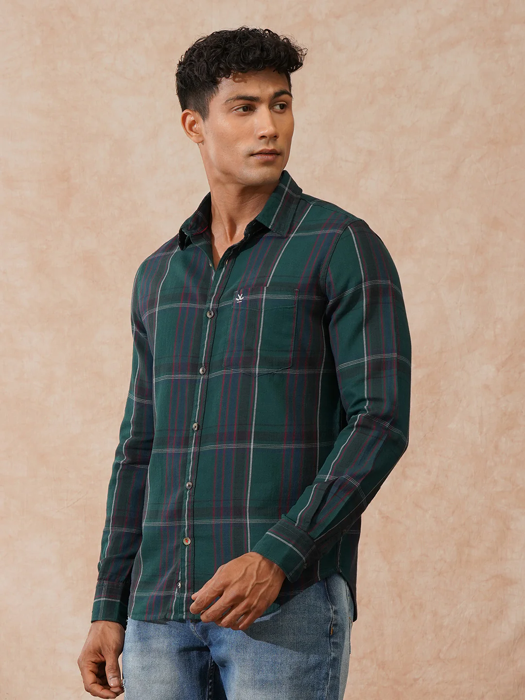 Checked Slim Fit Shirt | Green - Image 4