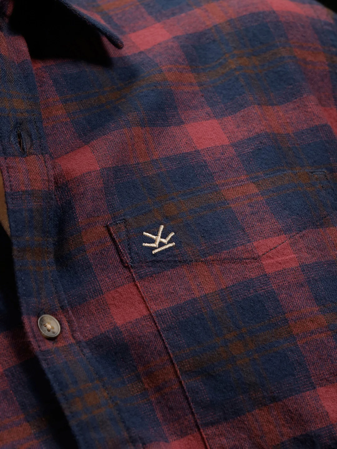 Checkered Cotton Twill Shirt | Maroon - Image 5