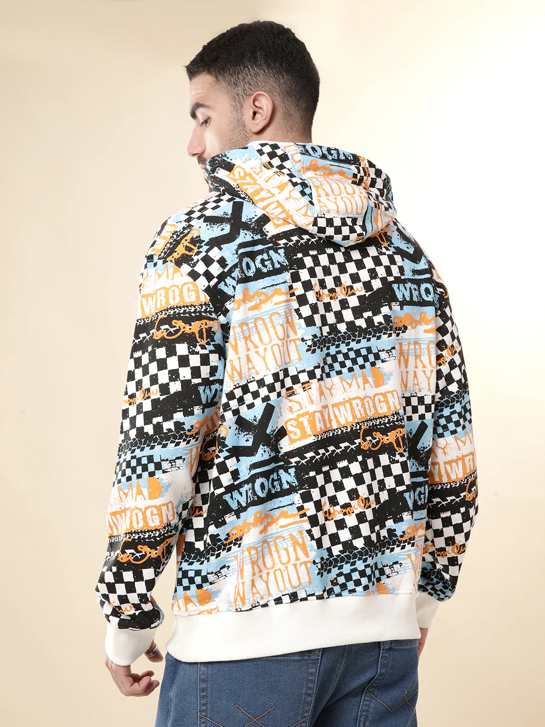 Checkered Dreams Casual Hoodie - Image 3