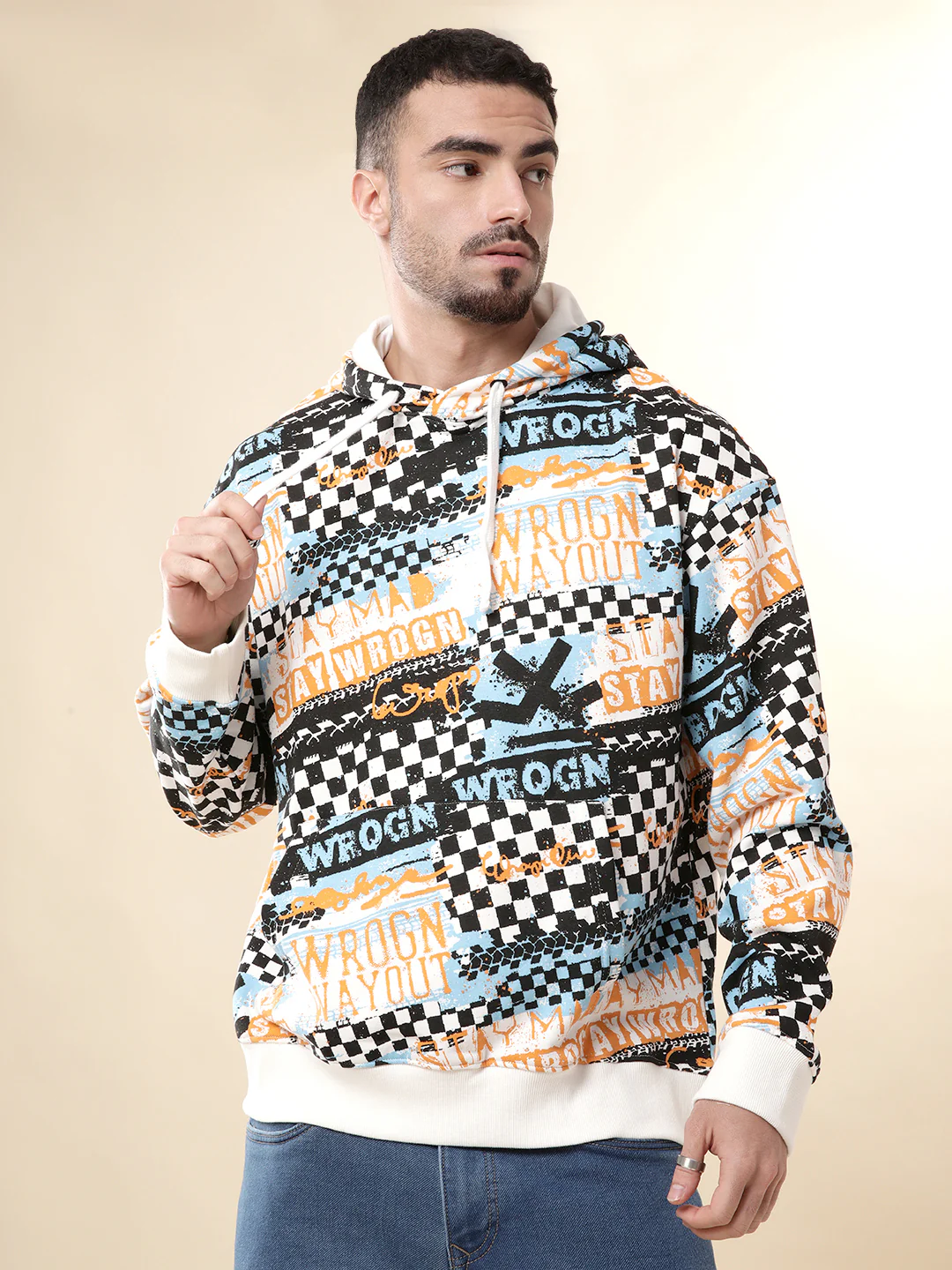 Checkered Dreams Casual Hoodie - Image 6