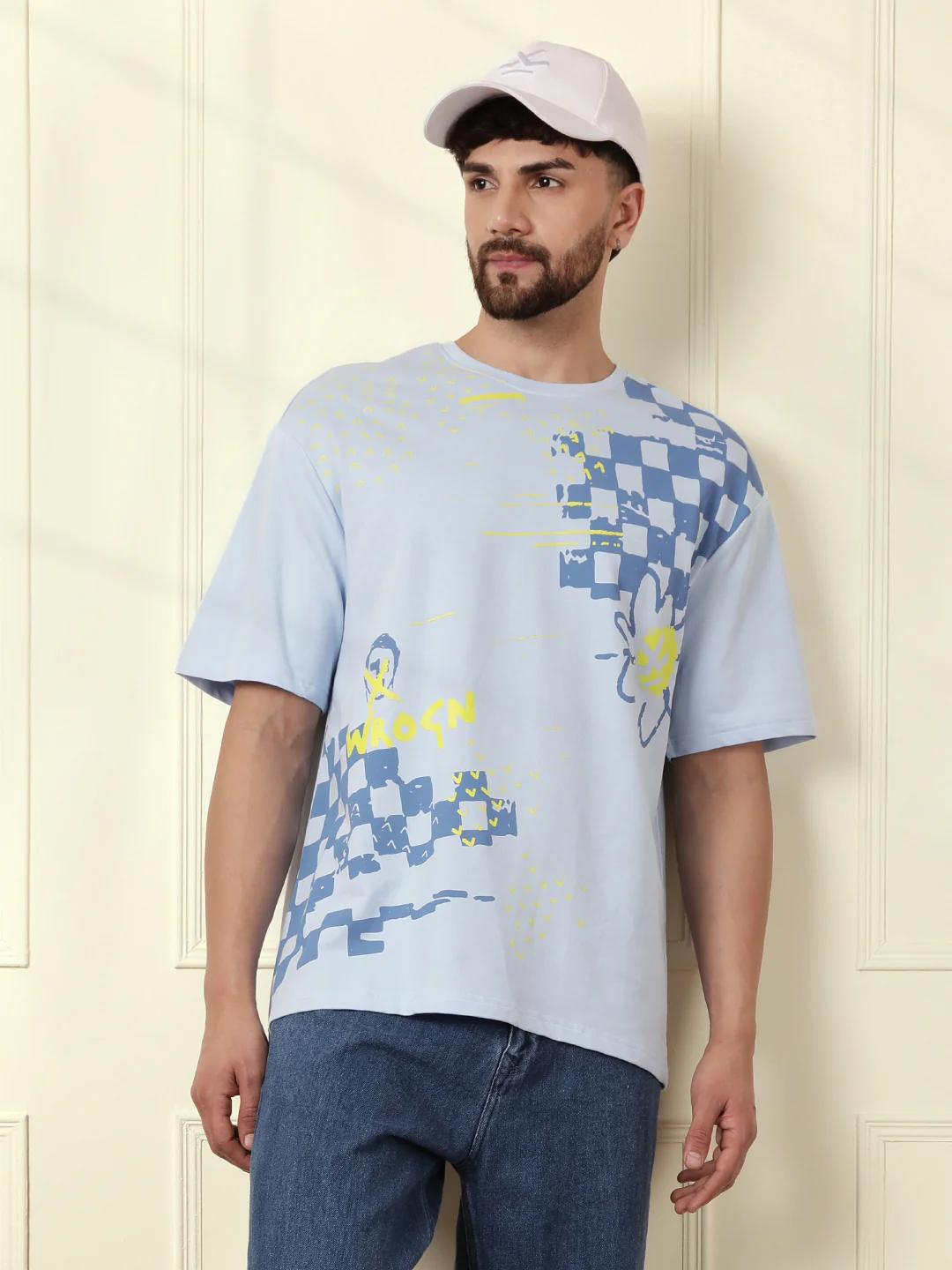 Heavy GSM Placement Print T-Shirt | Blue - Image 2