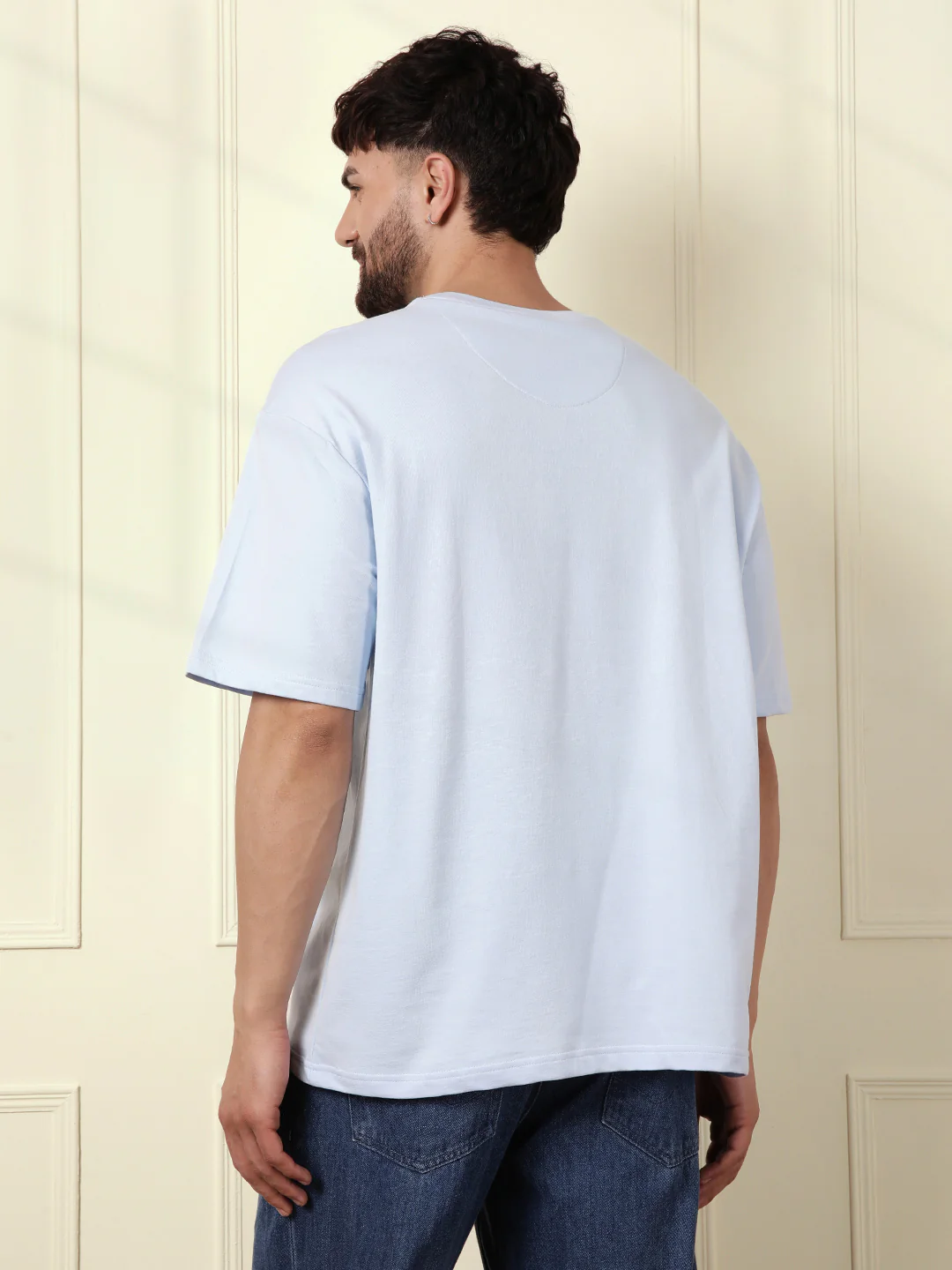 Heavy GSM Placement Print T-Shirt | Blue - Image 4