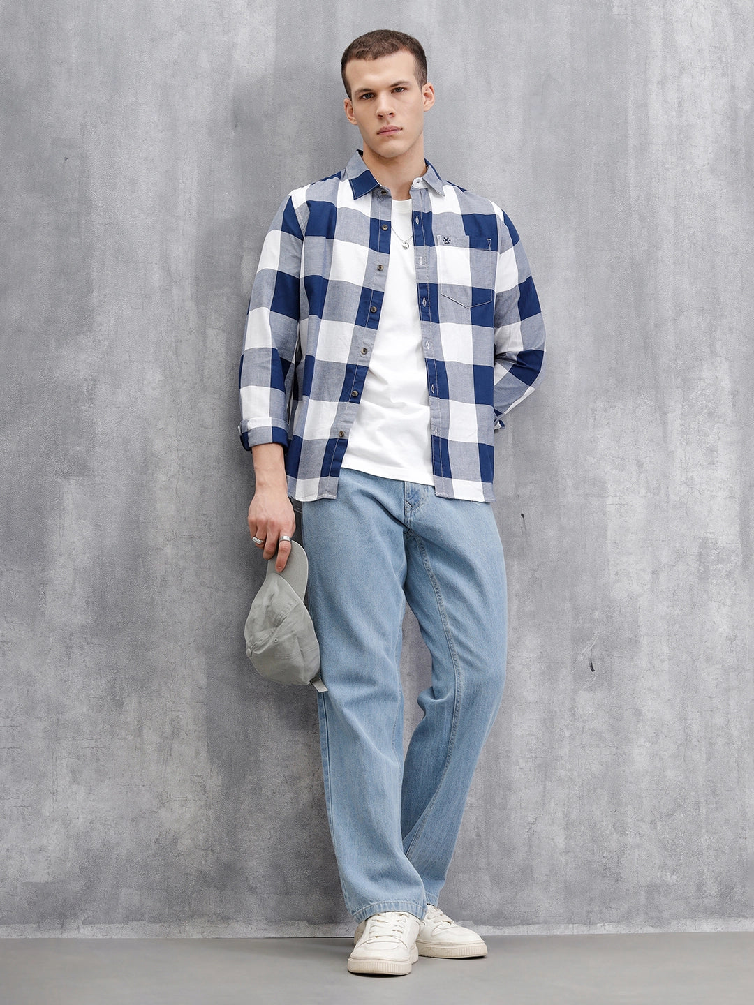 Checkered Full Sleeve Regular Fit Shirt  | Navy Blue - Image 2