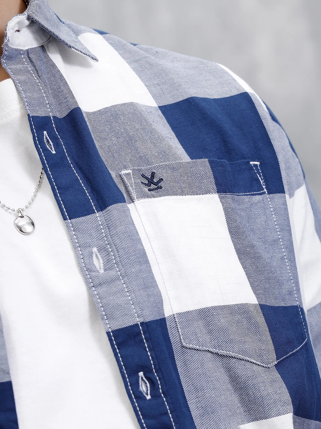Checkered Full Sleeve Regular Fit Shirt  | Navy Blue - Image 5