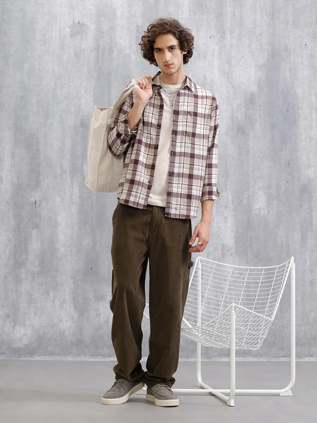 Checkered Full Sleeve Shirt | Brown - Image 2
