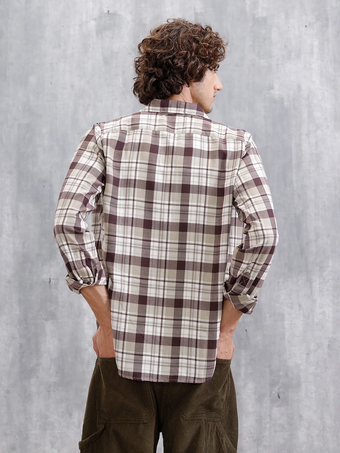 Checkered Full Sleeve Shirt | Brown - Image 3