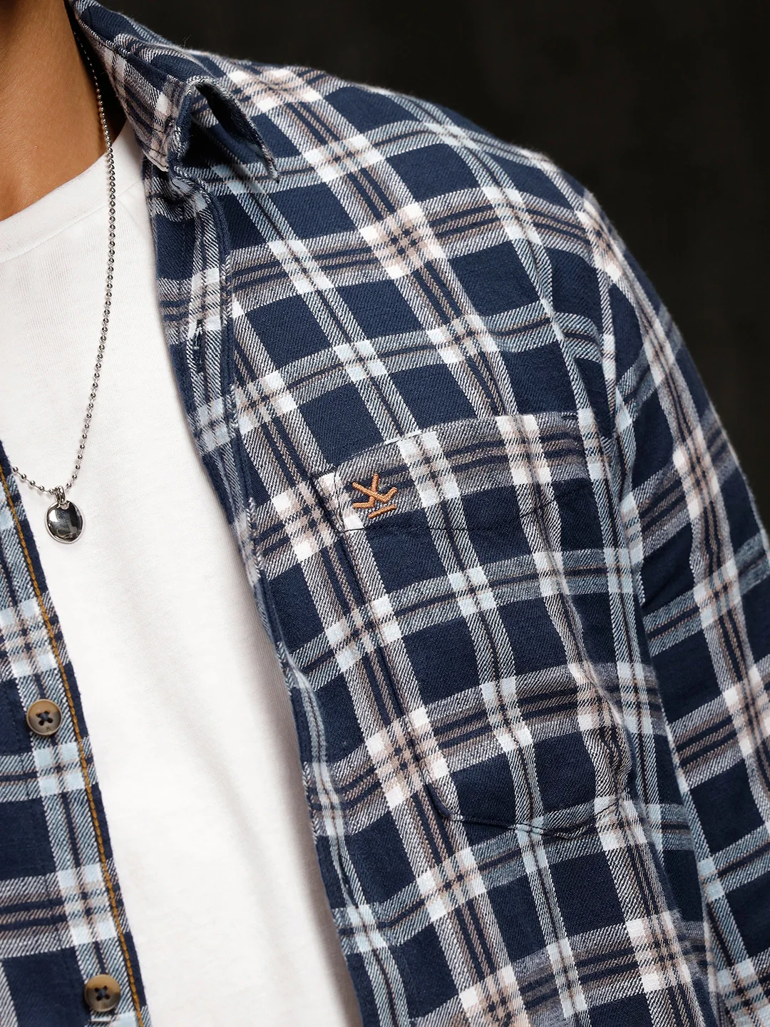 Checkered Full Sleeve Shirt  | Navy Blue - Image 5