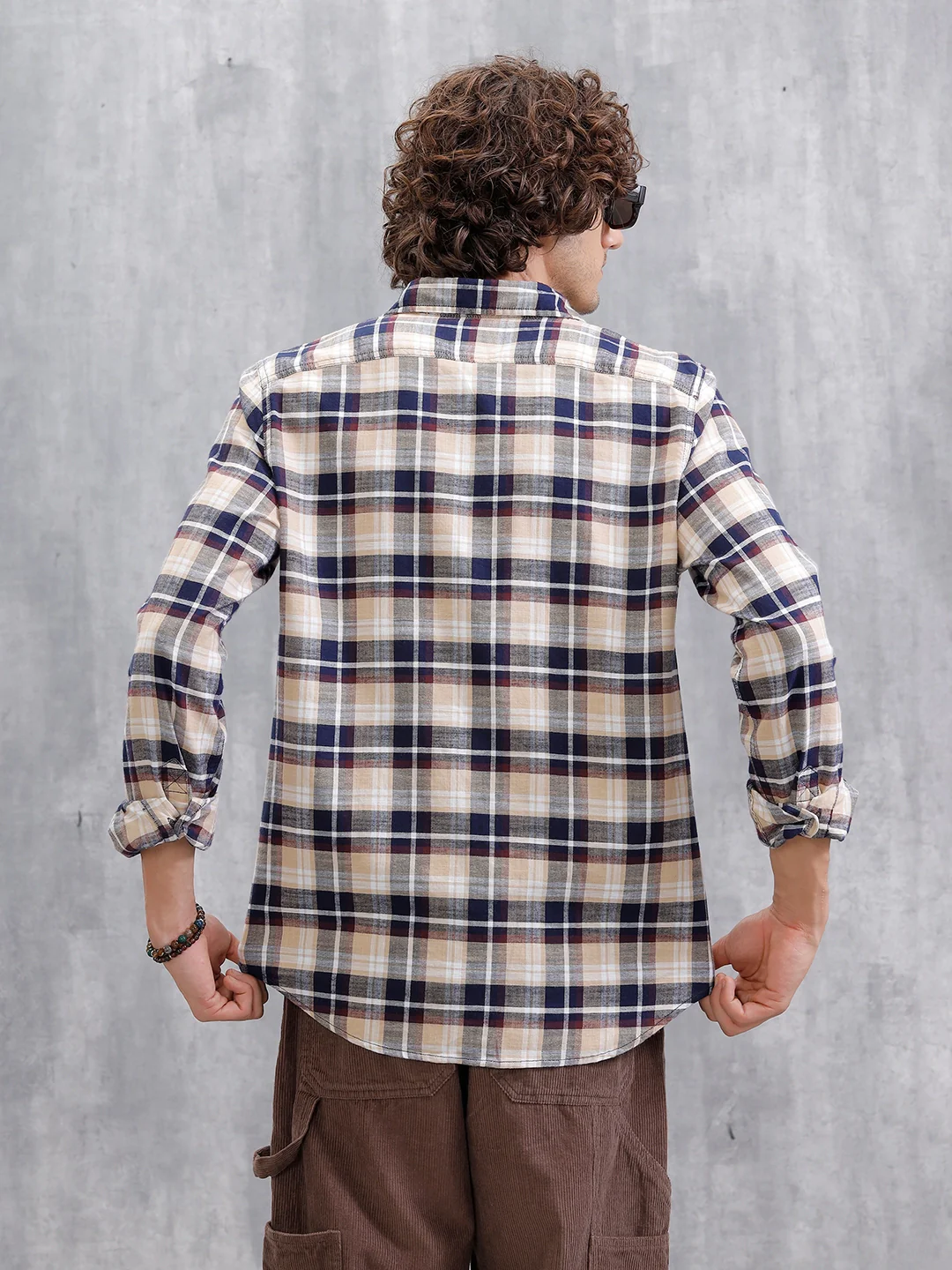 Checkered Full Sleeve Shirt  | Navy Blue - Image 3