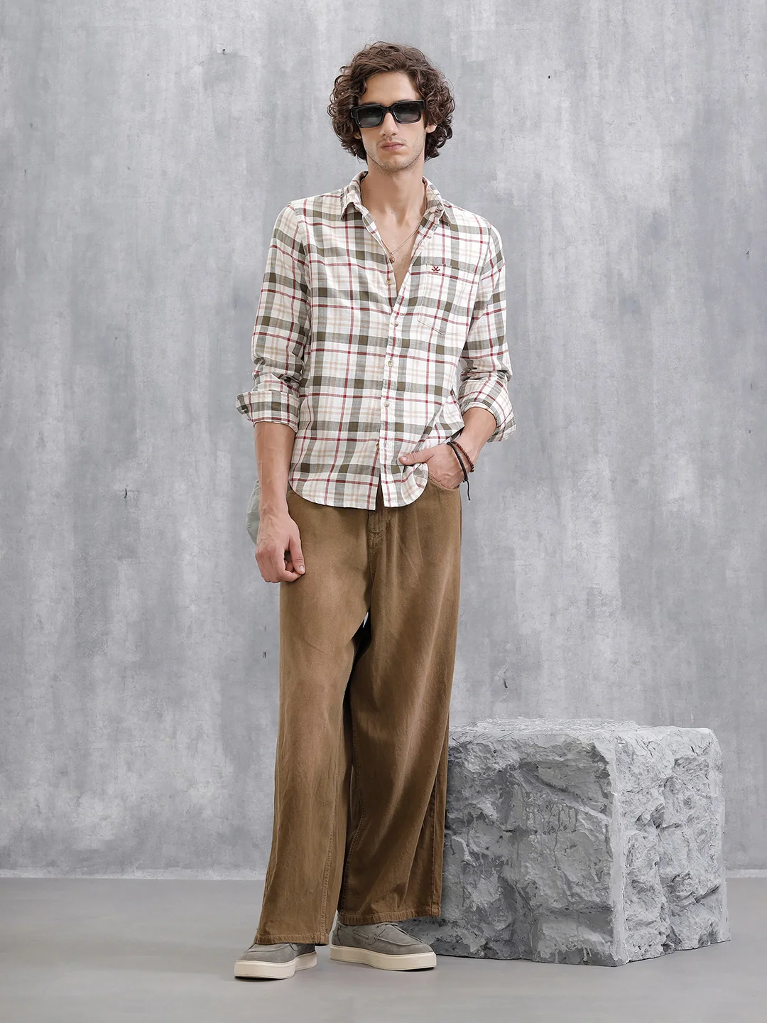 Checkered Full Sleeve Shirt | Off White - Image 2
