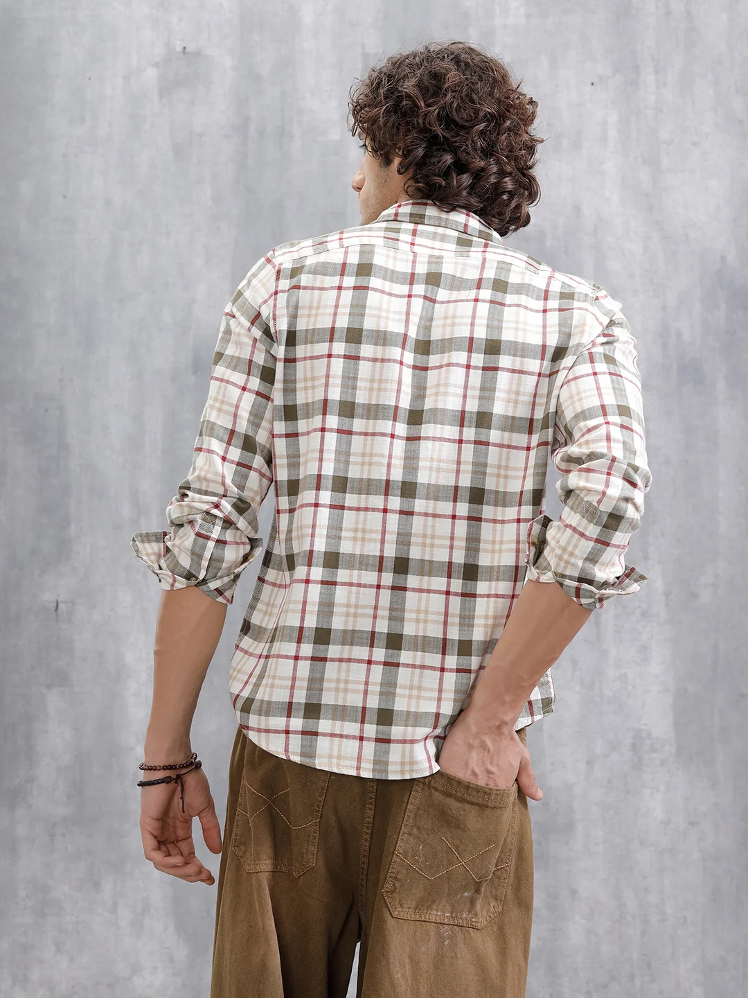 Checkered Full Sleeve Shirt | Off White - Image 3