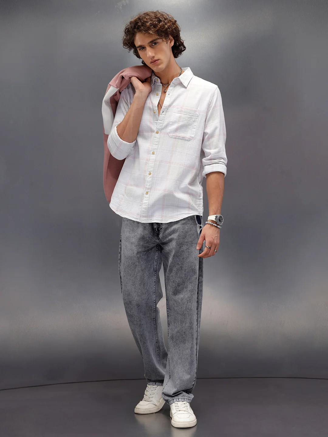 Checkered Full Sleeve Slim Fit Shirt | Light Green - Image 2