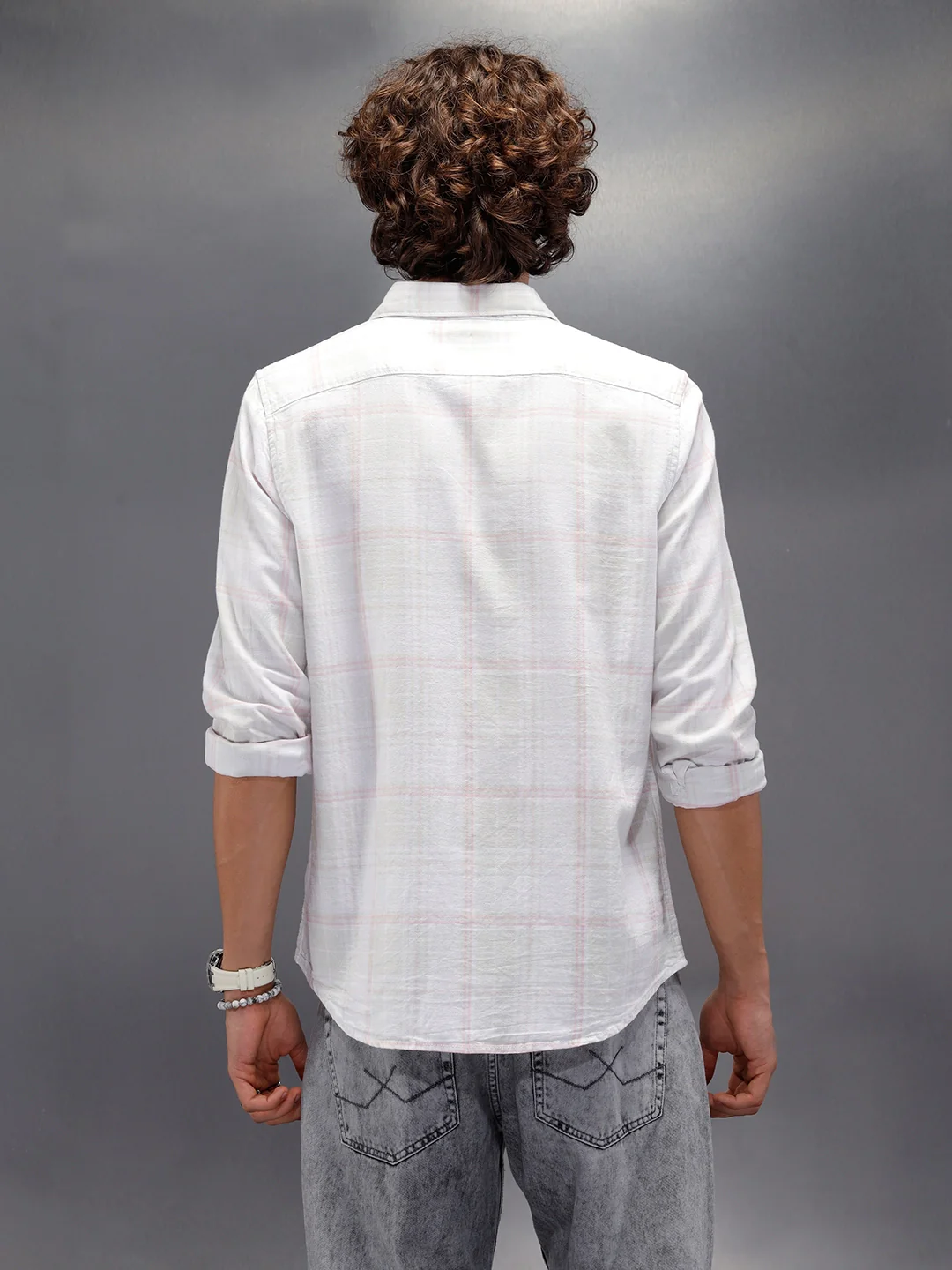 Checkered Full Sleeve Slim Fit Shirt | Light Green - Image 3