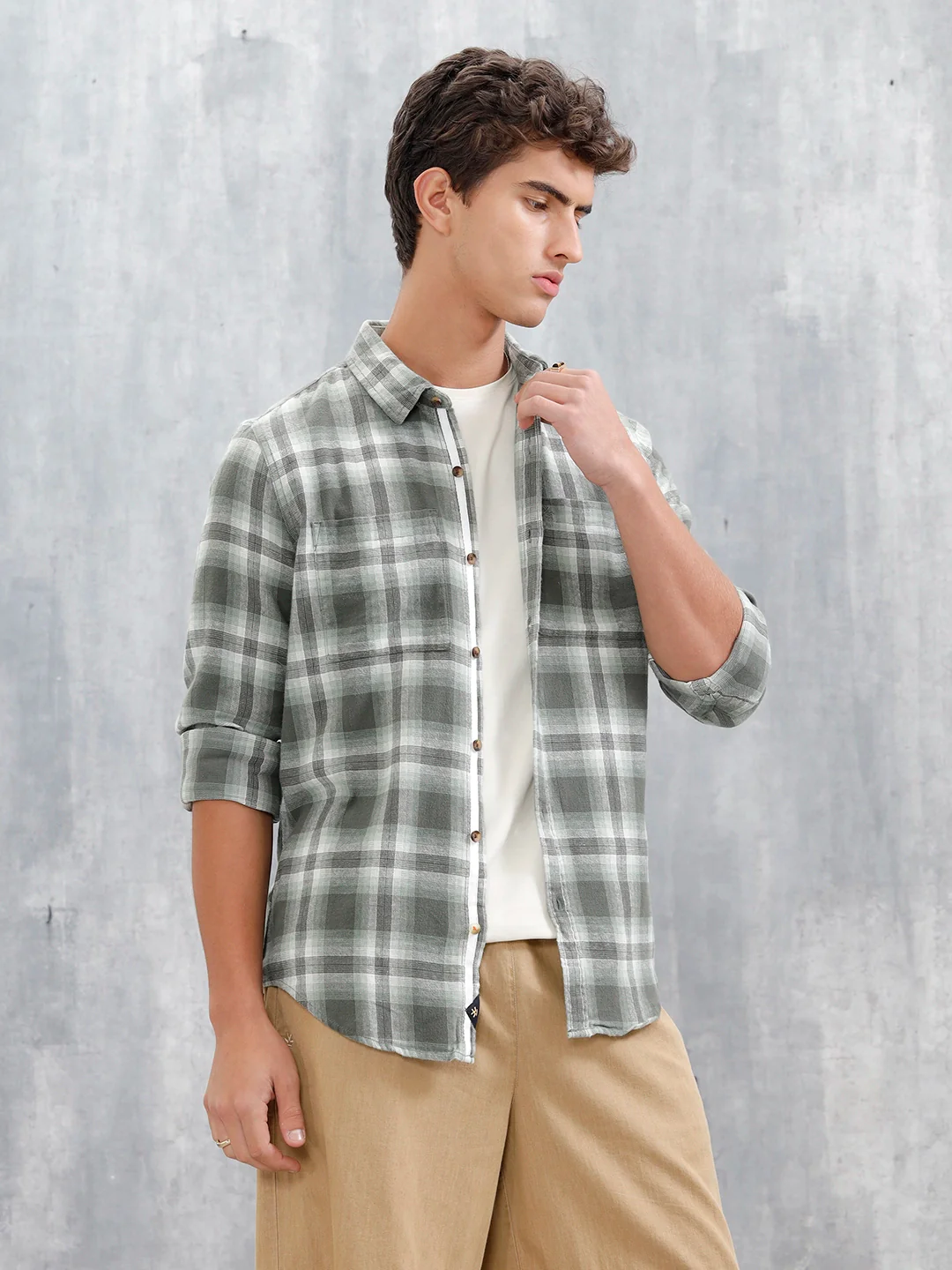 Checkered Pattern Casual Shirt For Men | Green - Image 5