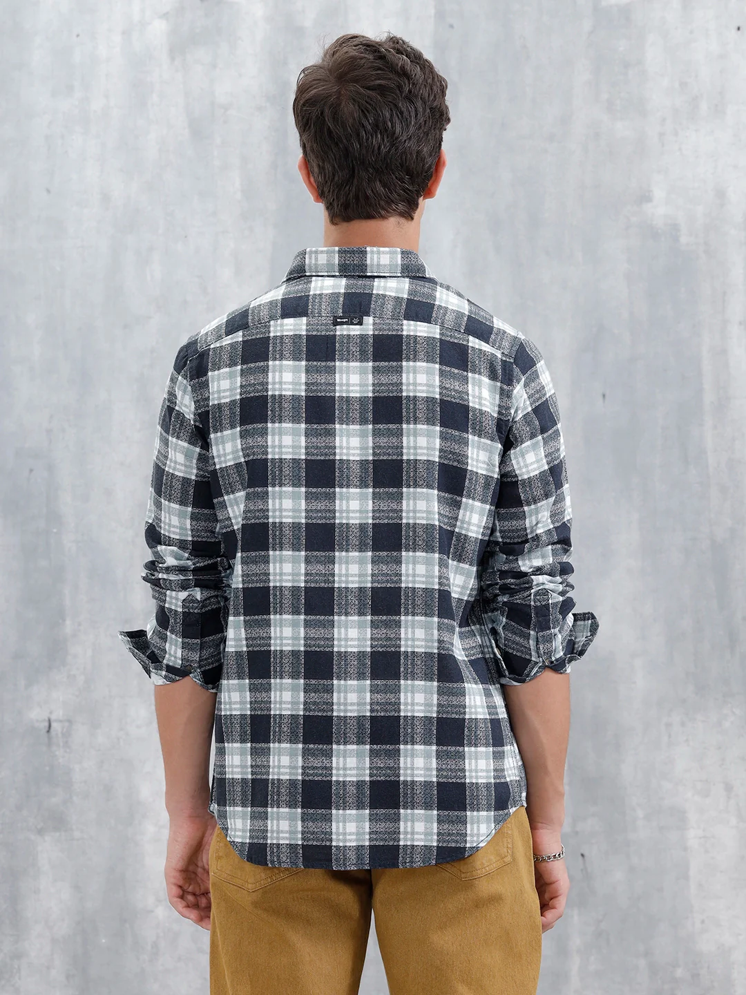 Checkered Pattern Slim Fit Casual Shirt | Blue - Image 3