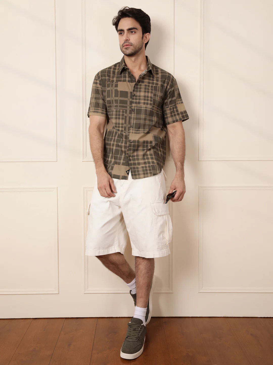 Patchwork Printed AOP Shirt | Olive - Image 3
