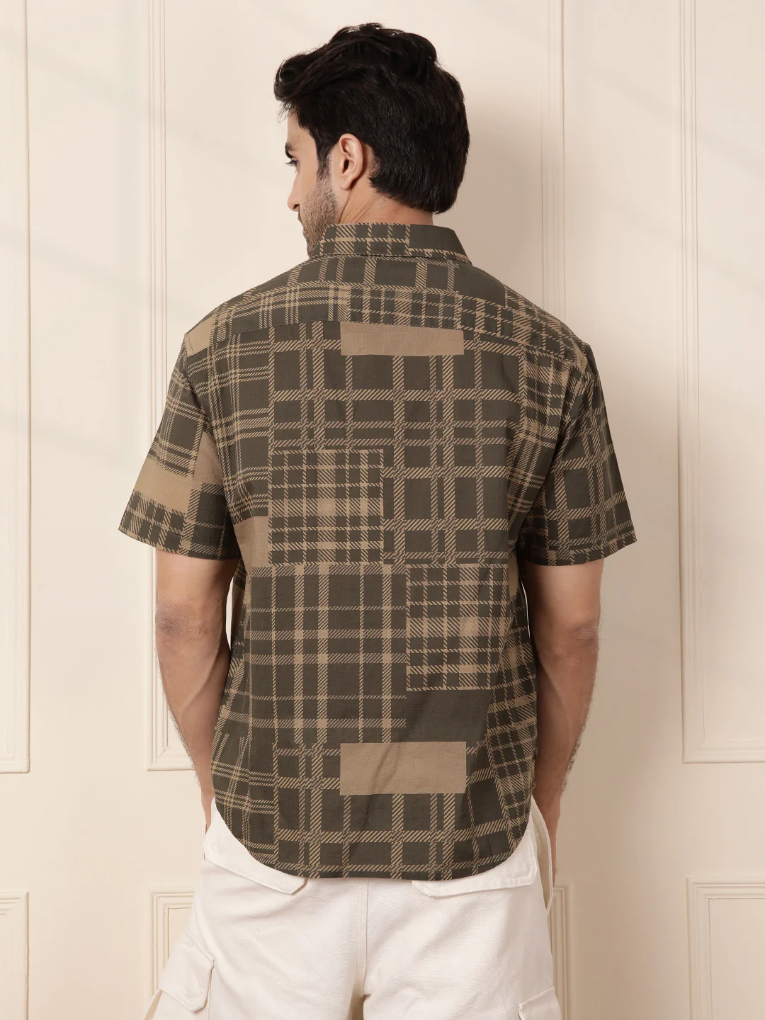 Patchwork Printed AOP Shirt | Olive - Image 4