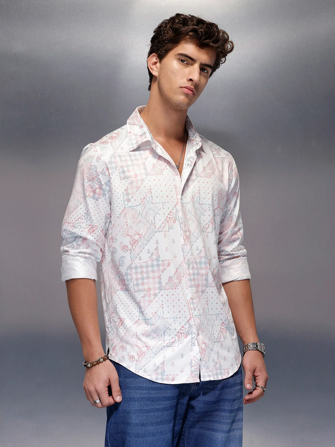 Classic AOP Slim Fit Shirt   |  White - Image 4