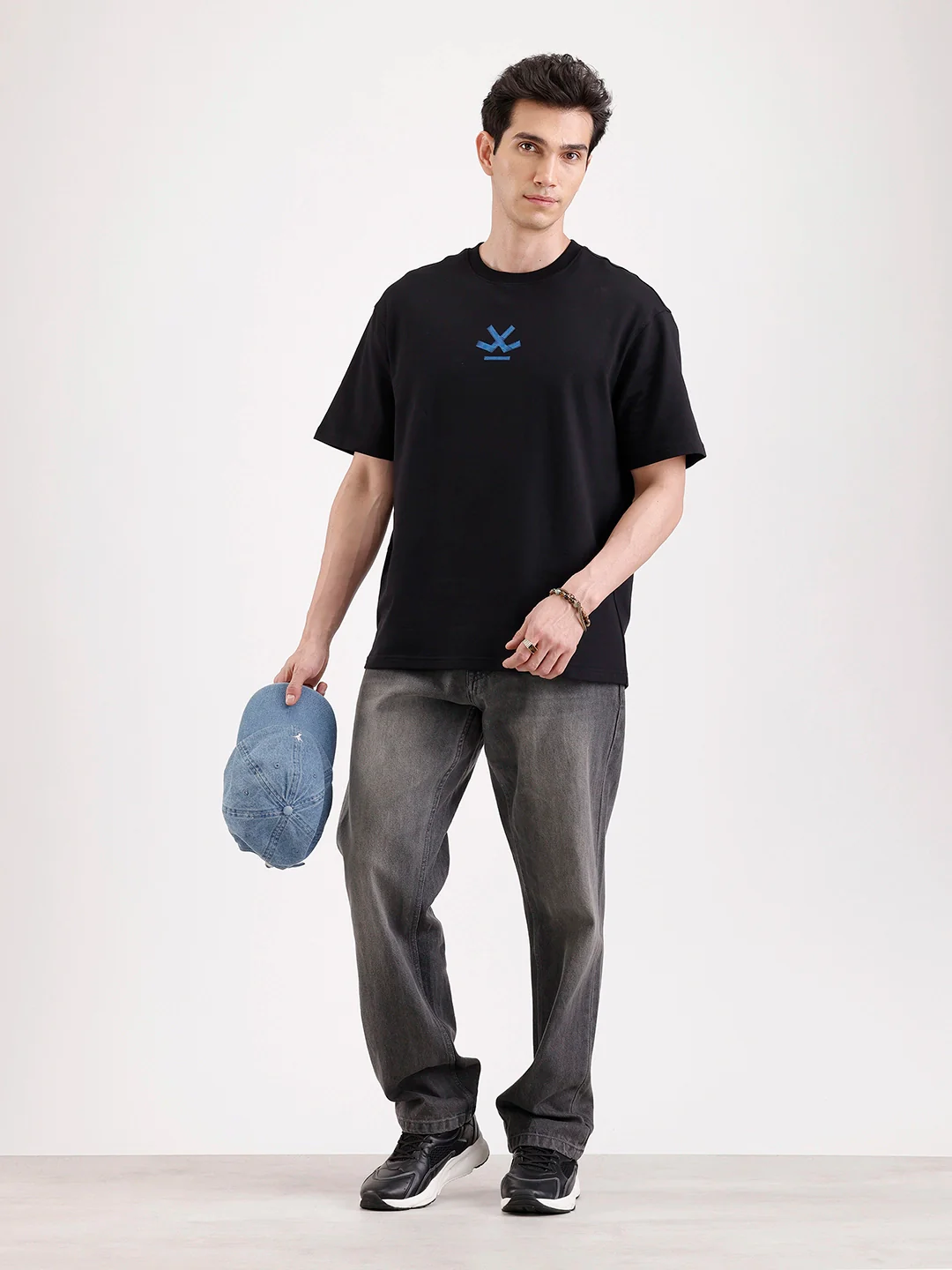 Classic Back Printed Oversized T-Shirt   |  Black - Image 2