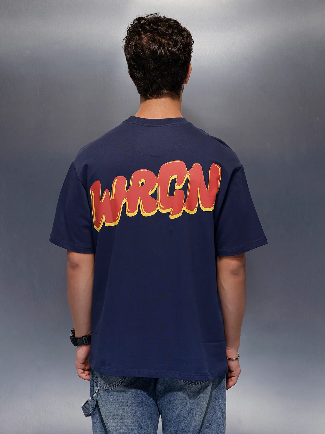 Classic Back Printed T-Shirt   |  Navy Blue - Image 3