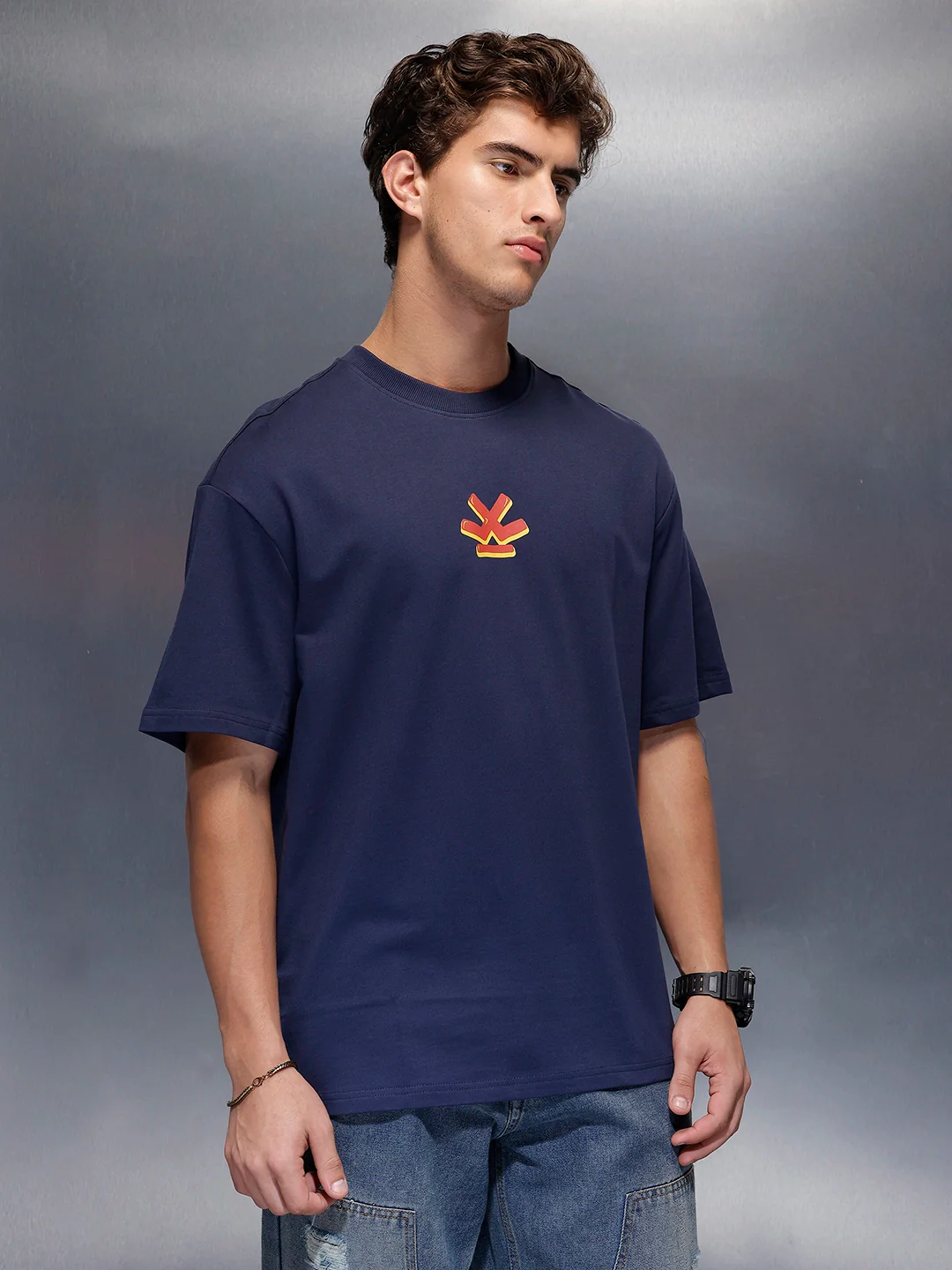 Classic Back Printed T-Shirt   |  Navy Blue - Image 4