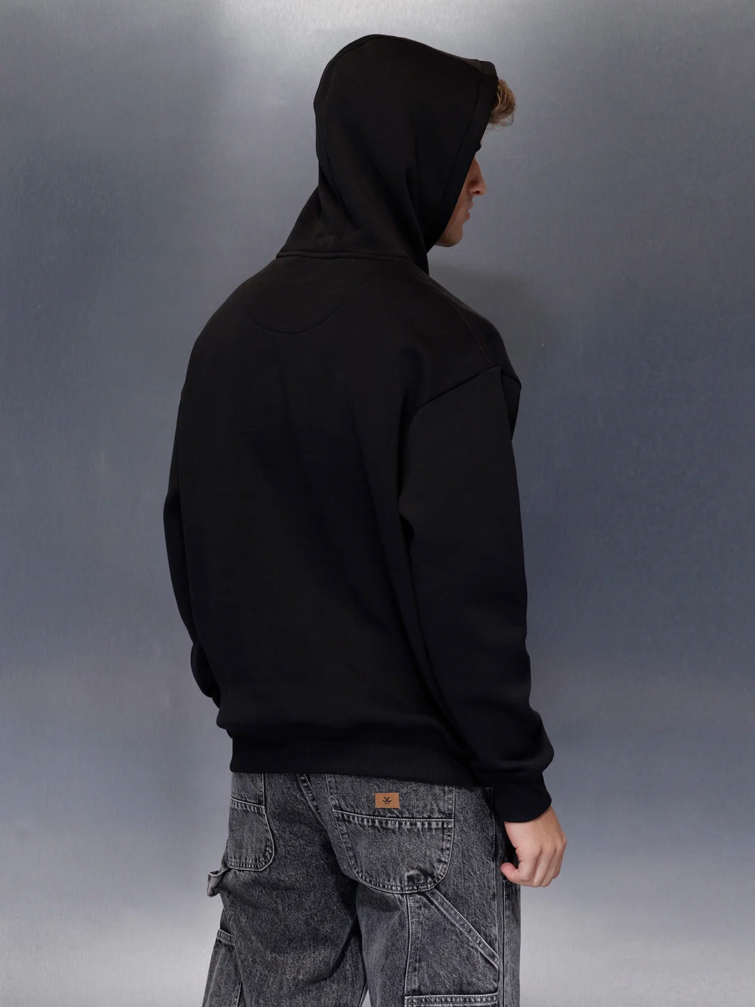 Classic Black Hoodie with Tonal Logo | Black - Image 9