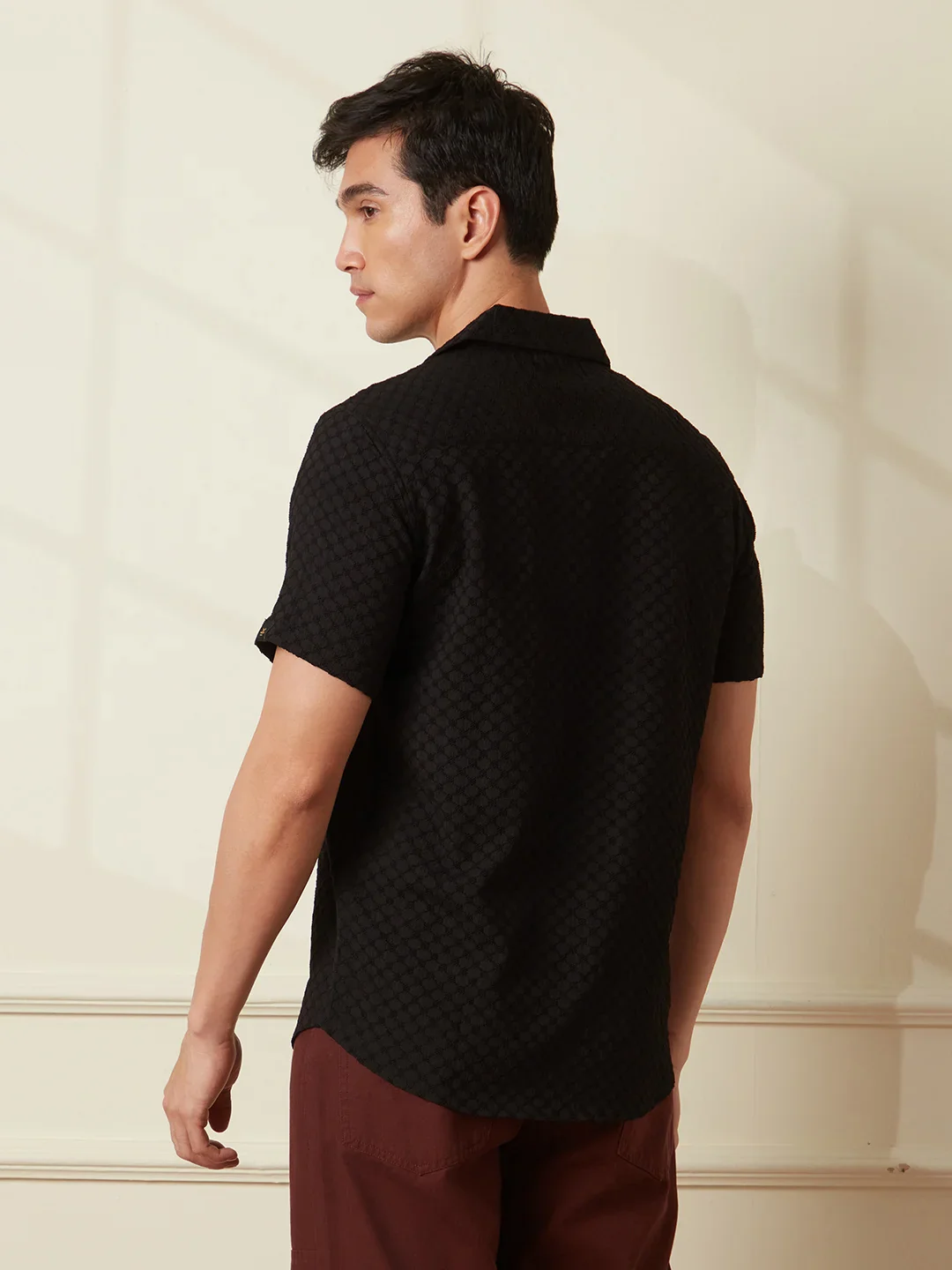 Textured Short Sleeve Shirt | Black - Image 4