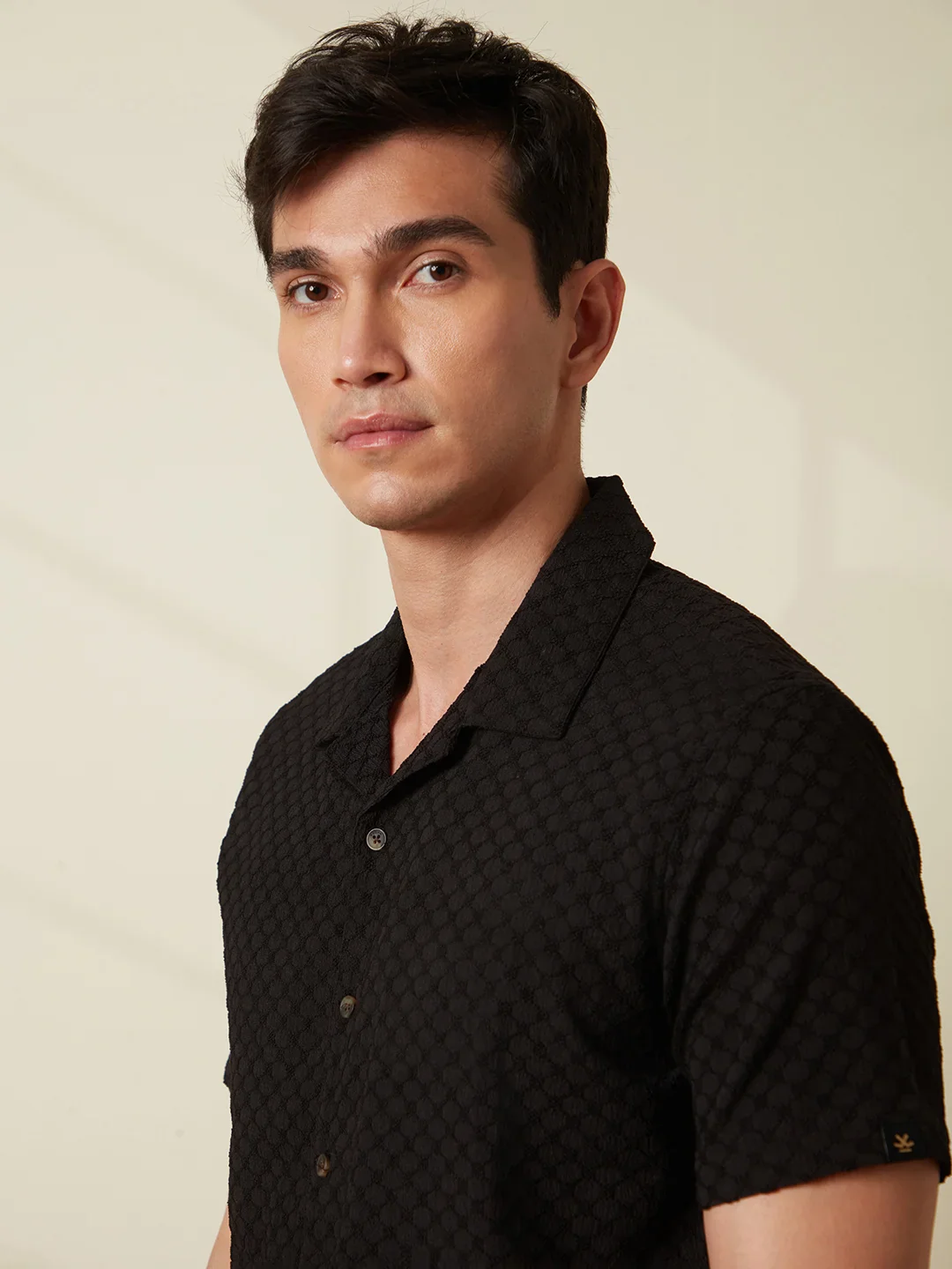 Textured Short Sleeve Shirt | Black - Image 6