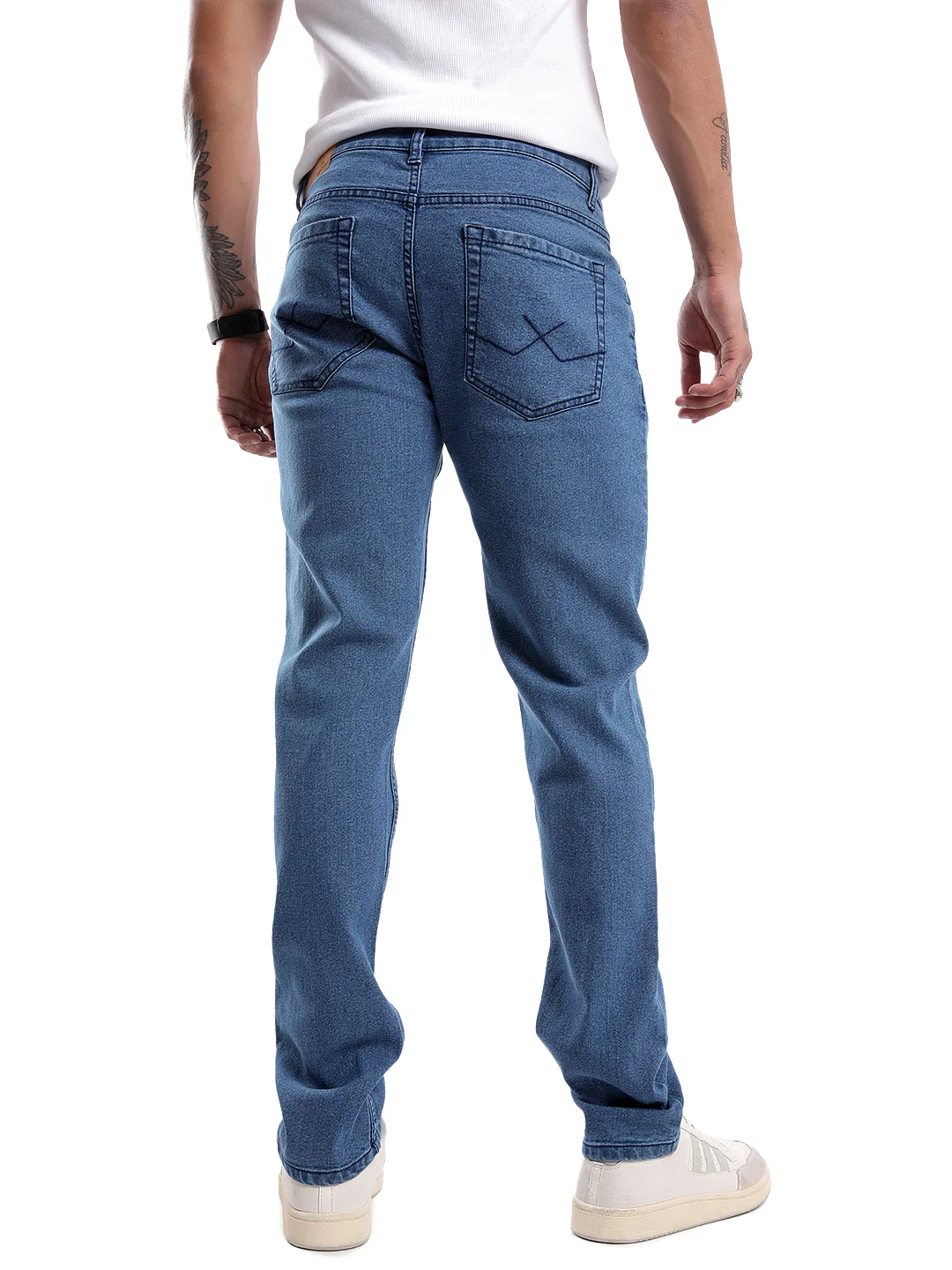Classic Blue Five Pocket Twill Jeans - Image 3