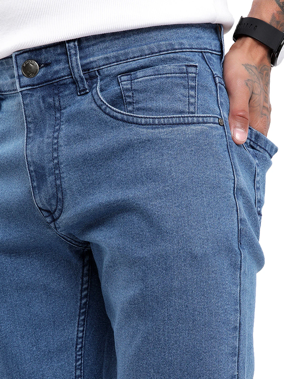Classic Blue Five Pocket Twill Jeans - Image 5