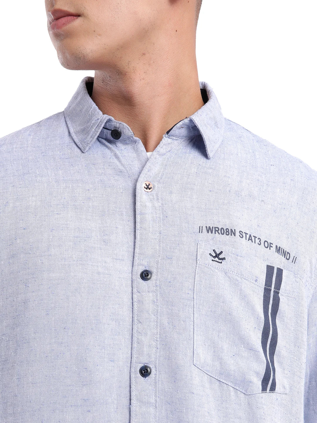 Classic Blue Pocket Printed Shirt - Image 5