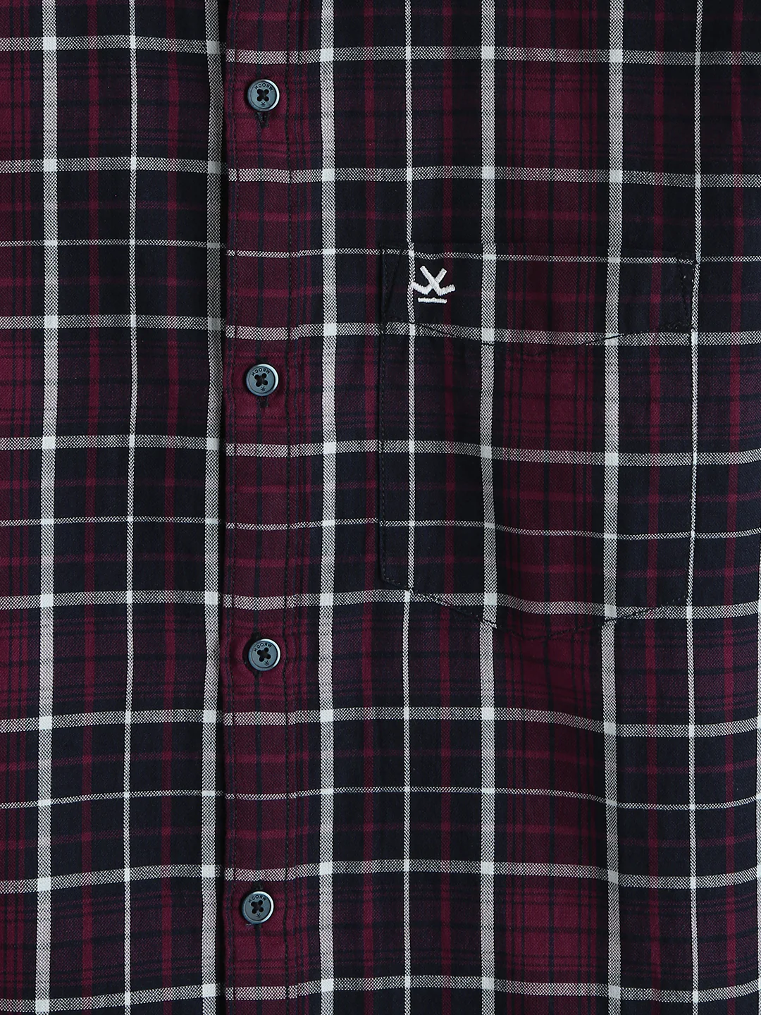 Classic Checked Cotton Shirt | Maroon - Image 2