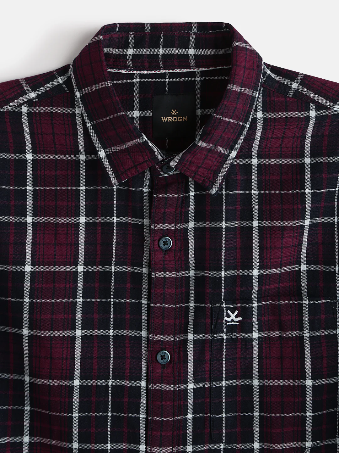 Classic Checked Cotton Shirt | Maroon - Image 4