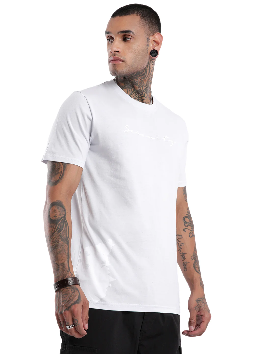Classic Crew Neck Serenity Printed T-Shirt - Image 4