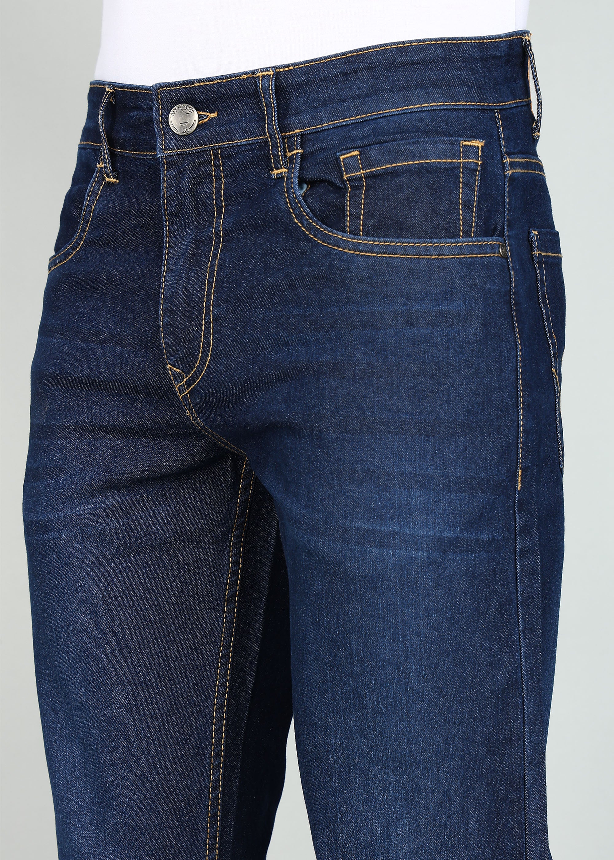Classic Dark Blue Slim Mid Rise Jeans - Image 5