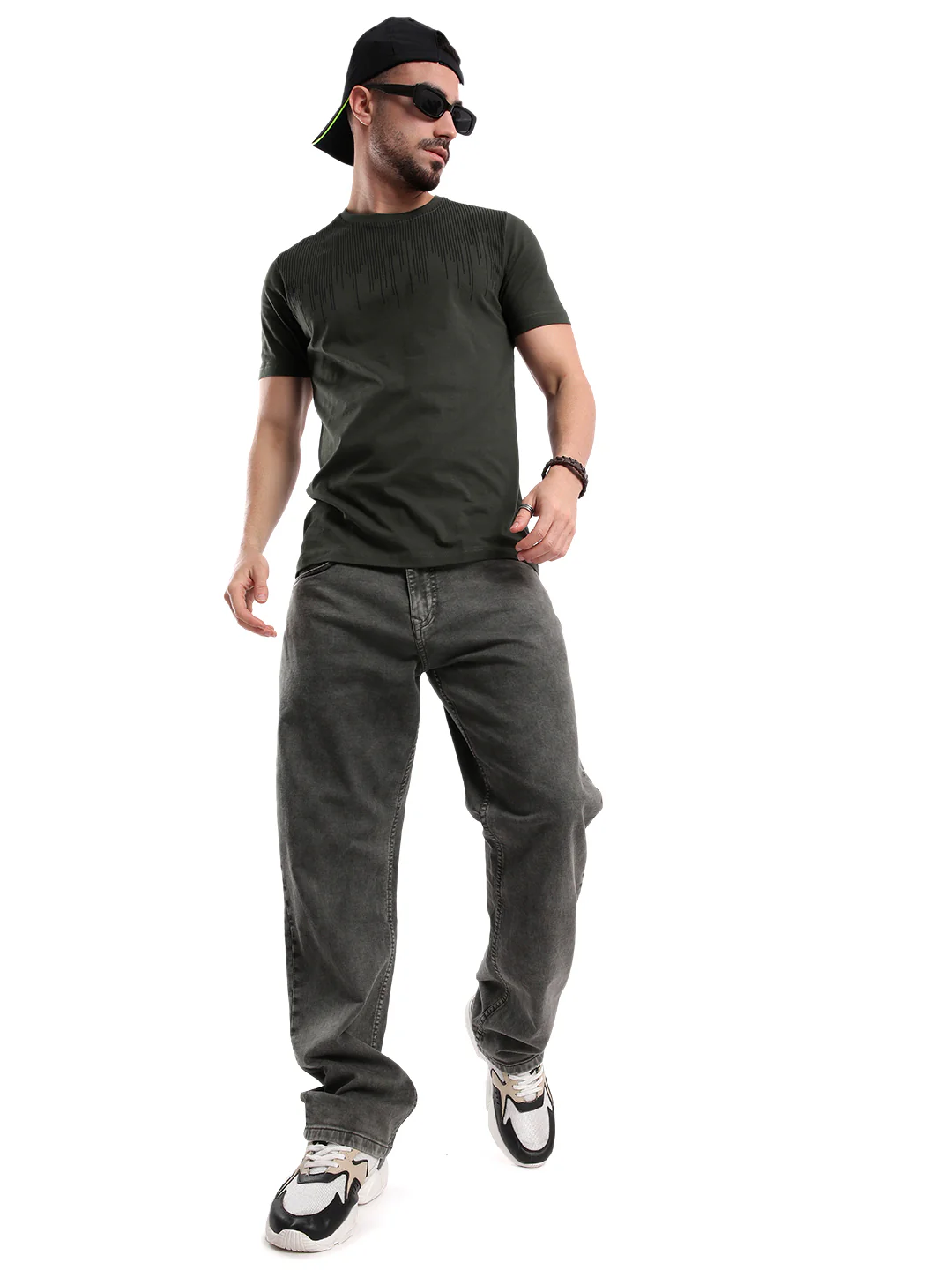 Classic Dark Green Chest Printed T-Shirt - Image 2