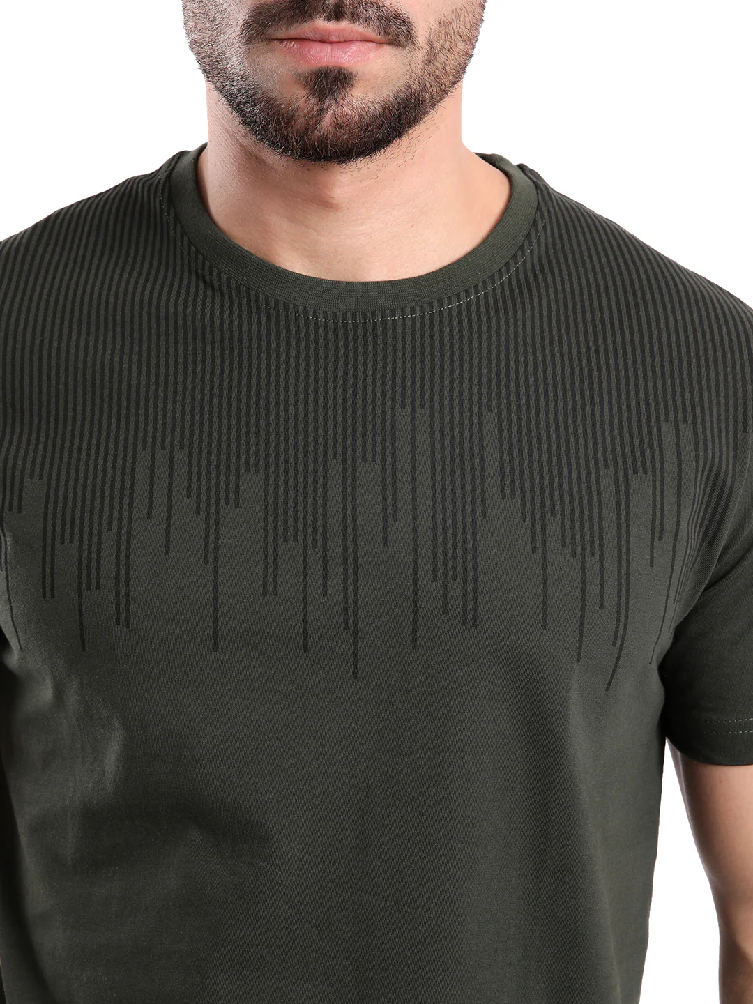 Classic Dark Green Chest Printed T-Shirt - Image 5