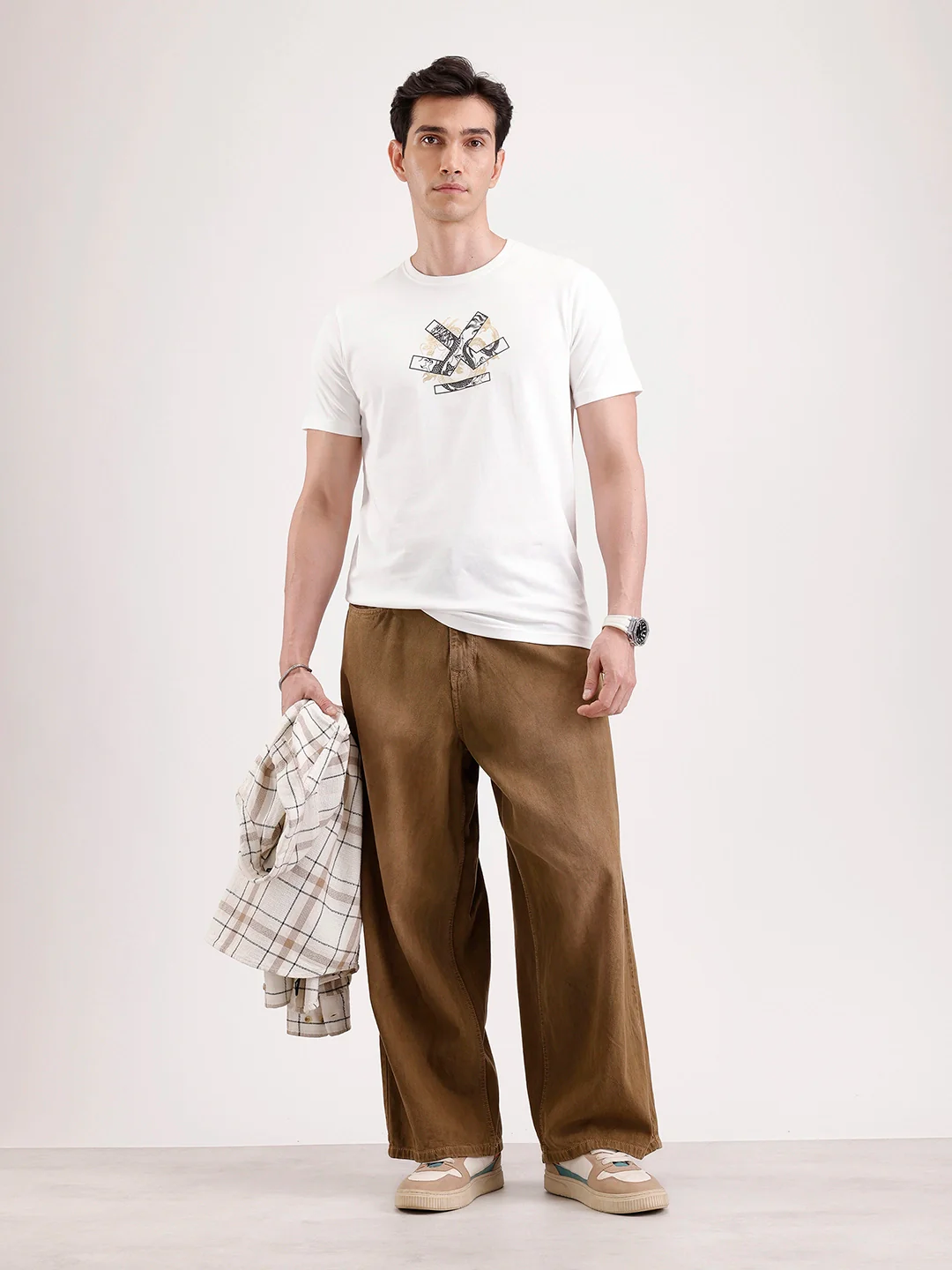 Classic Foil Printed T-Shirt  | Off White - Image 2
