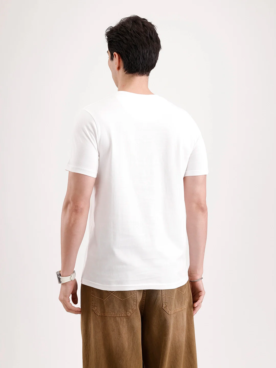 Classic Foil Printed T-Shirt  | Off White - Image 3