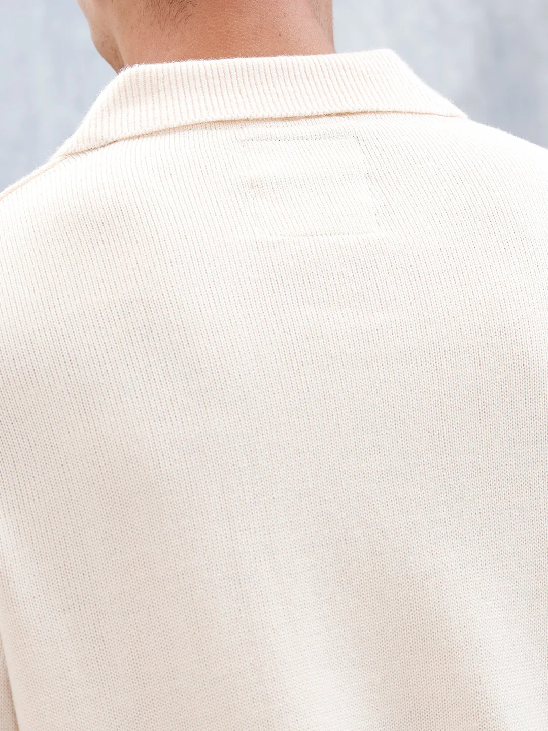 Classic Knit Men’s Sweater With Polo Collar | White - Image 5