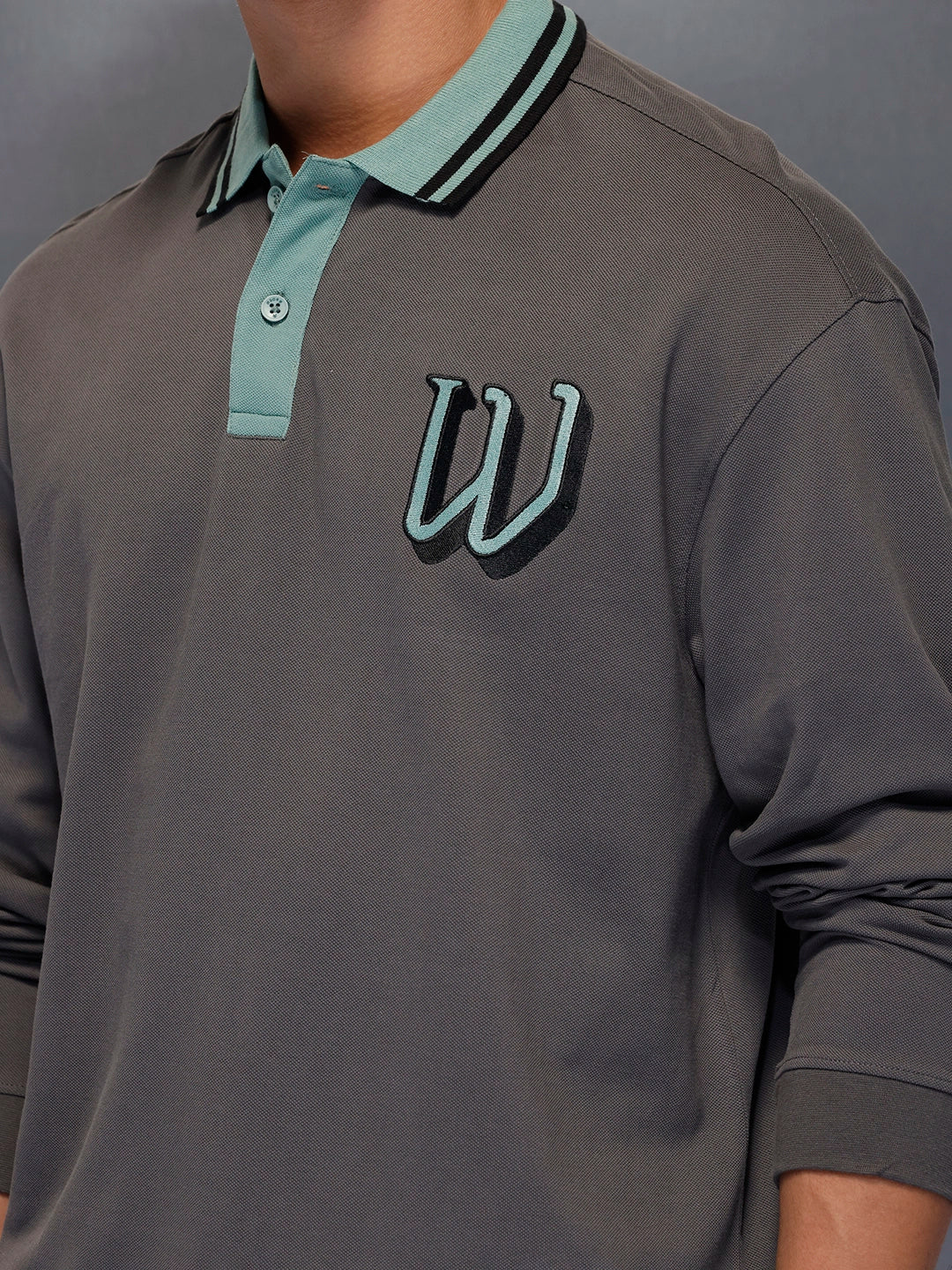 Classic Long Sleeve Polo T-Shirt   |  Grey - Image 5