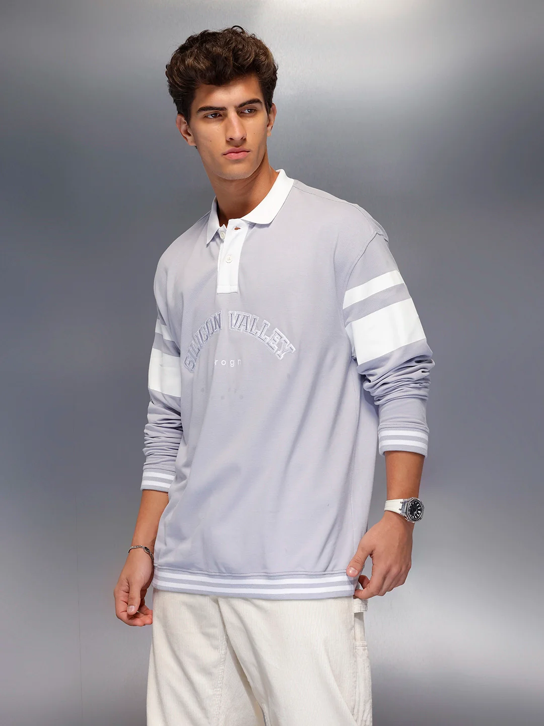 Classic Long Sleeve Polo T-Shirt   |  Purple - Image 4