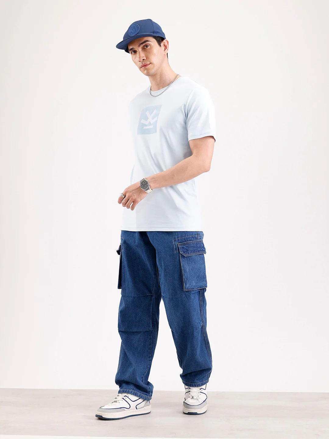 Classic Loose Fit Cargo Denim   |  Blue - Image 2