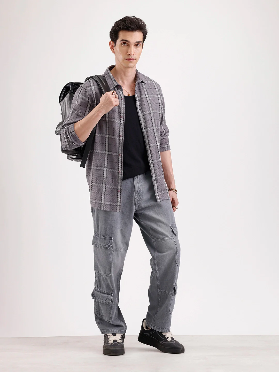 Classic Loose Fit Denim Cargo   |  Grey - Image 2