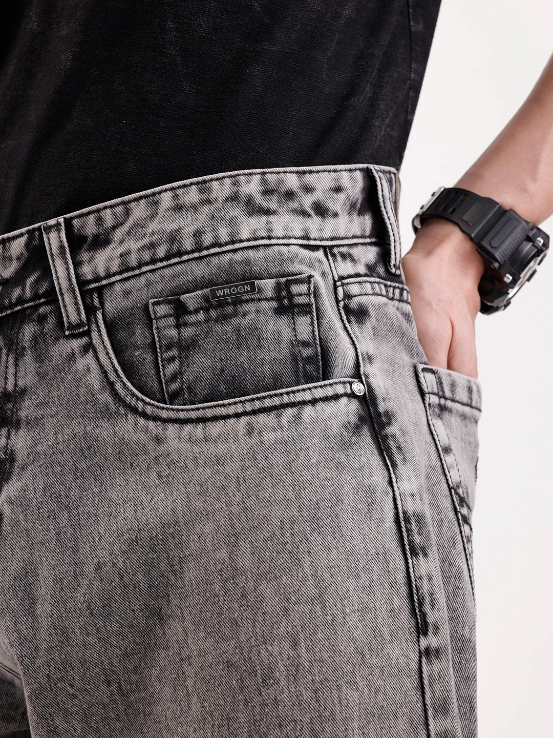 Classic Loose Fit Denim Jeans   |  Grey - Image 5
