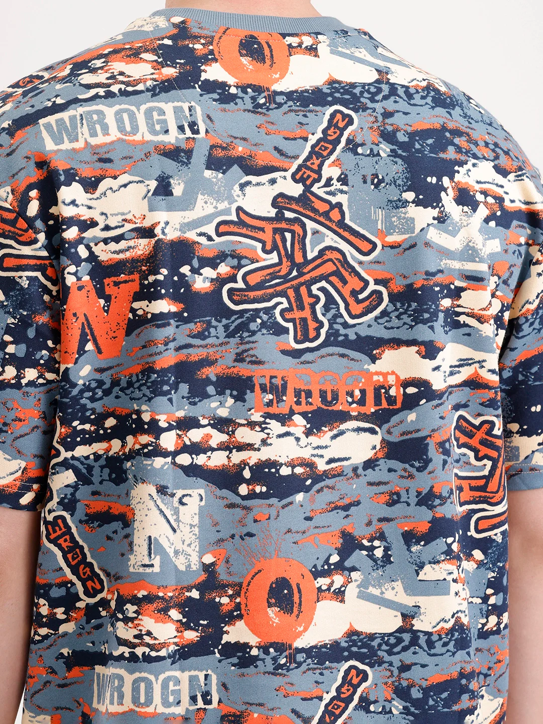 Classic Oversized AOP T-Shirt  | Navy Blue - Image 5